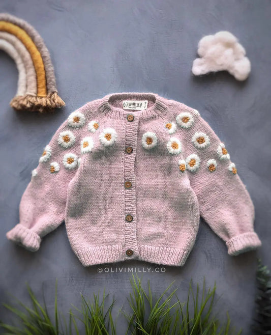 Embroidered Wool Cardigan Sweater for Kids
