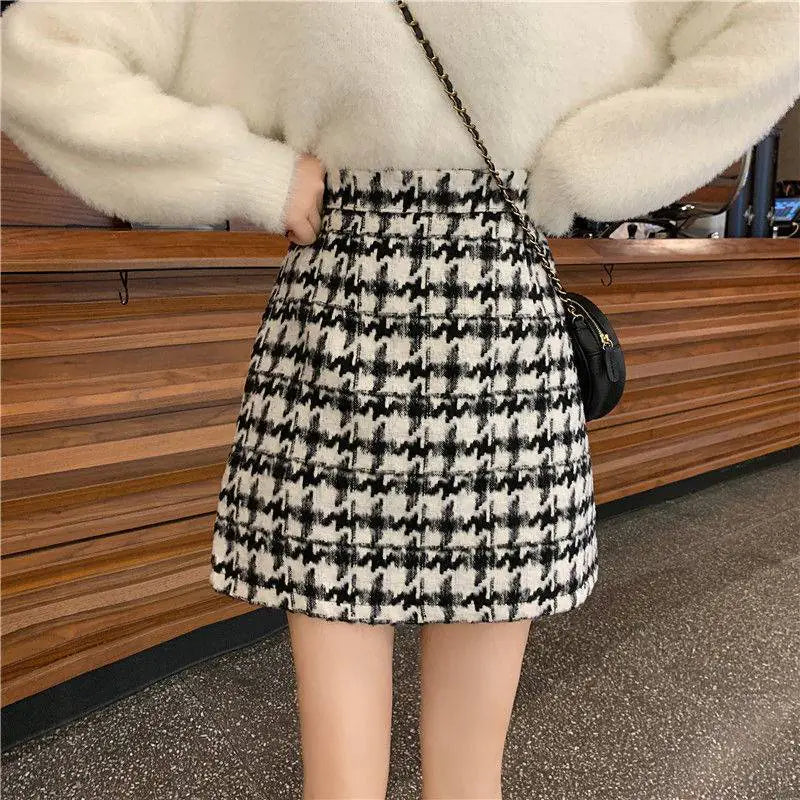 New Retro High Waist Thick Woolen Skirt for Women
