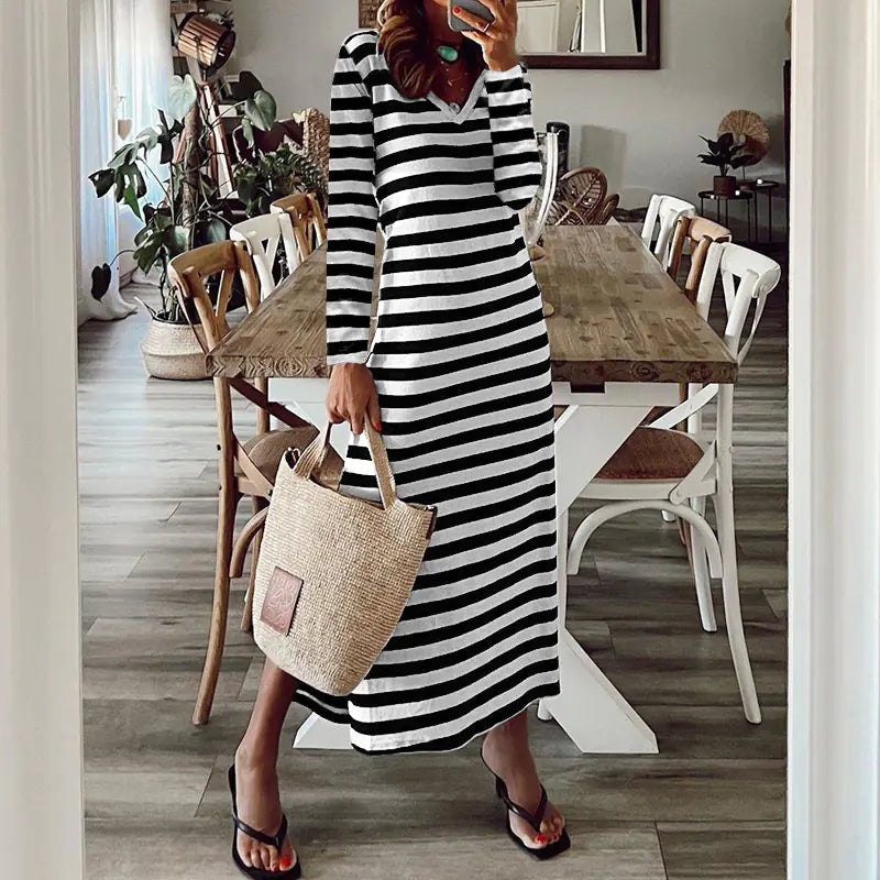 Women's Printed Long Sleeve Slit Dress