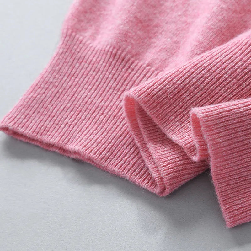 Men's V-Neck Loose Solid Color Knitted Sweater