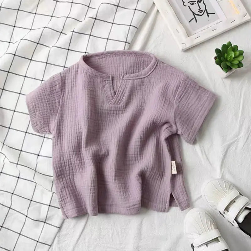 Fashionable Short-Sleeved Blouse for Babies