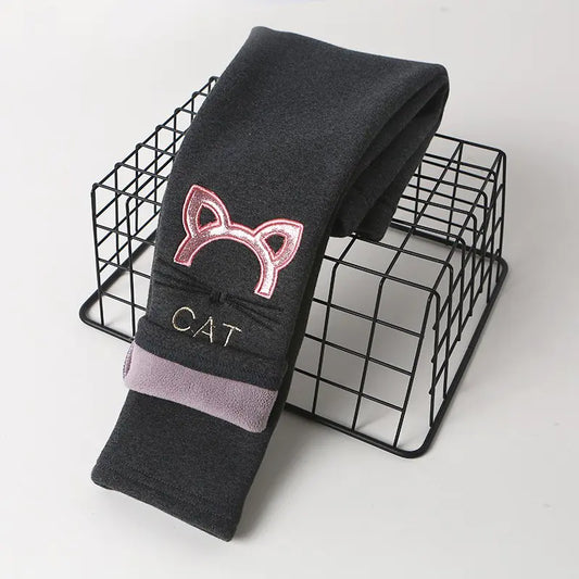 Cartoon Kitten Embroidery Baby Trousers for Kids