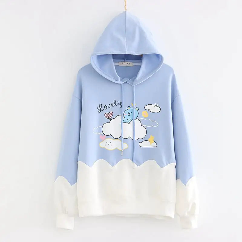 Color-blocking Thin Long-sleeved Hooded Sweatshirt