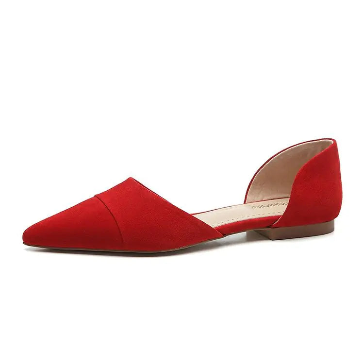 Ladies Shallow Pointed Toe Flat Peas Single Shoes