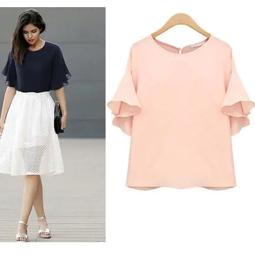 Plus Size Women's Short Sleeve Loose Shirt