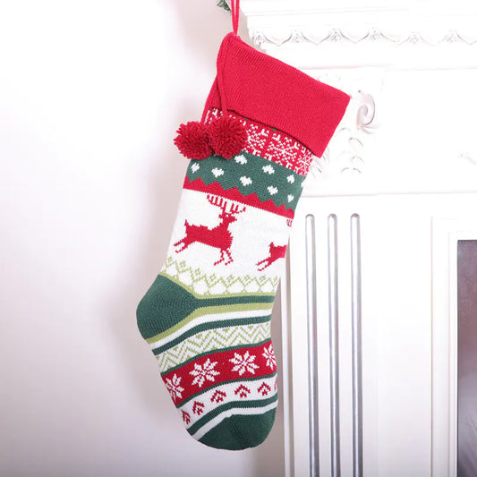 Knitted Christmas Stocking Candy Bag for Decoration