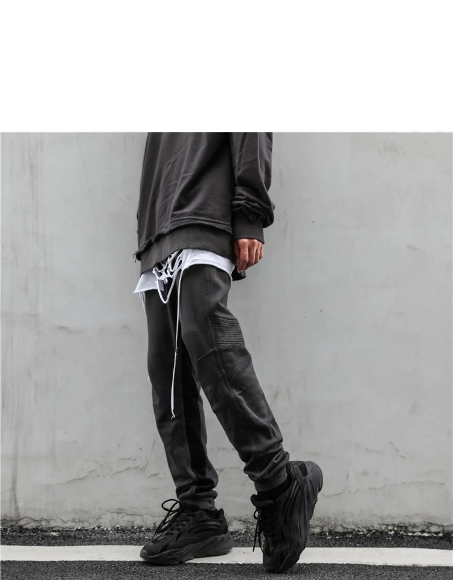 Fog Patchwork Pleated Cuffed Joggers