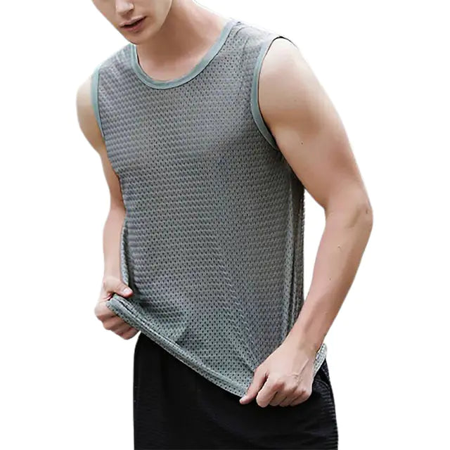 Men's V-Neck Quick-Dry Ice Silk Sleeveless T-Shirt