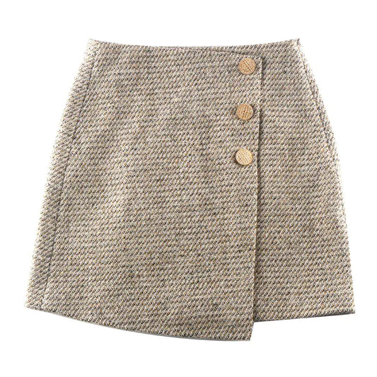 Irregular Woolen High Waist Slim Women's Short Skirt