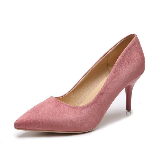 2019 Women's Black Suede High Heel Pointed Shoes