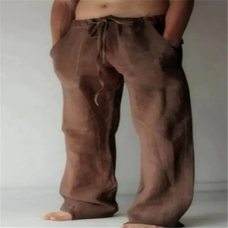 Men's Casual Loose Fit Cotton Linen Drawstring Pants