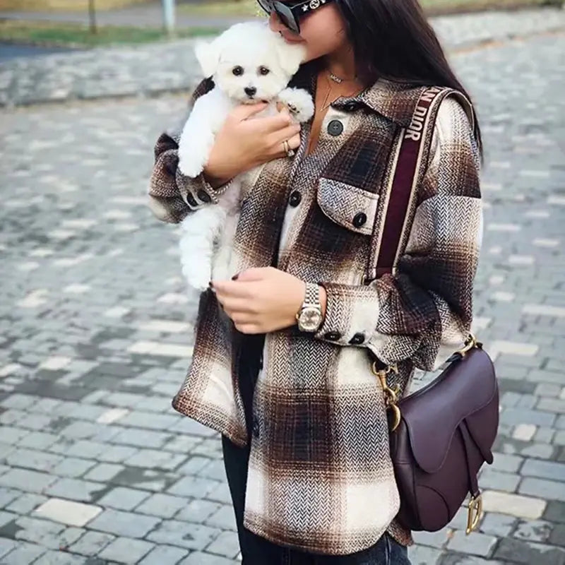 Slim Fit Plaid Shirt Jacket