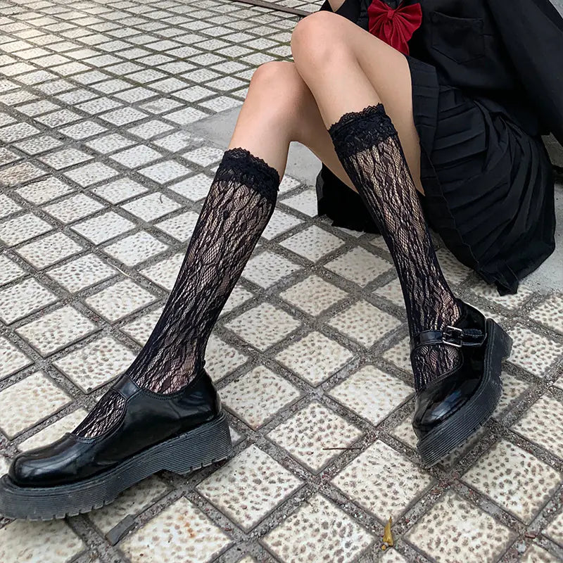 Cute Japanese Over-Knee Socks with Butterfly Design