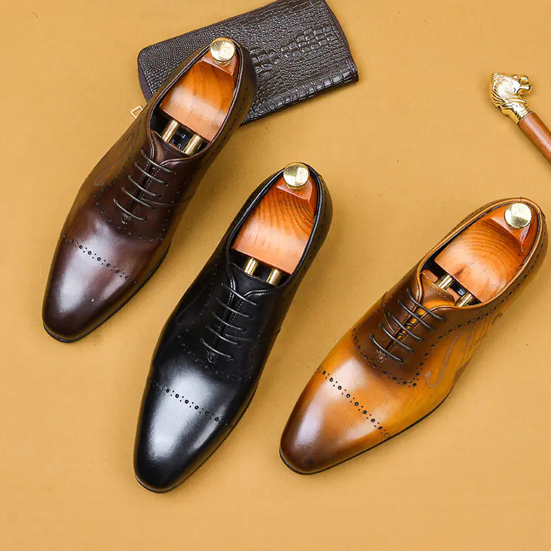 British Brock Men's Leather Oxford Dress Shoes