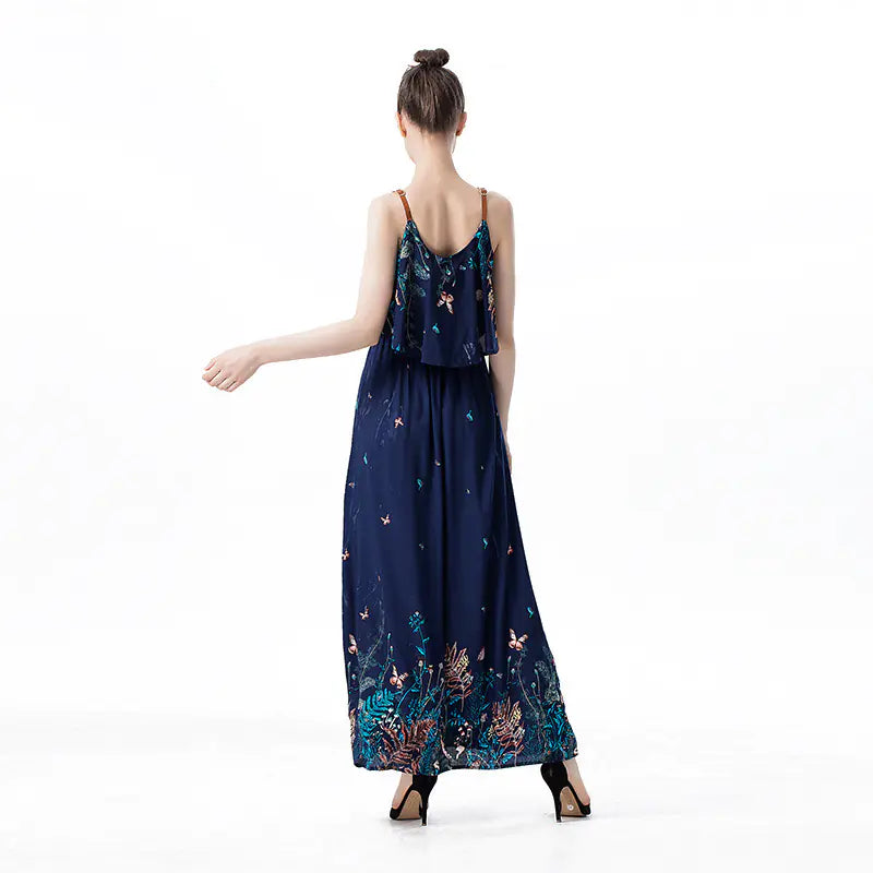 Floral Ruffle Hem Maxi Dress for Women
