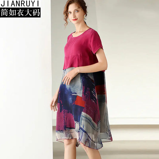 Plus Size Slimming Silk Dress for Summer