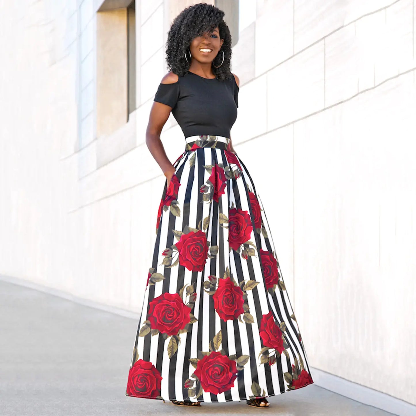 Floral Puff Skirt Two-Piece Set for Women