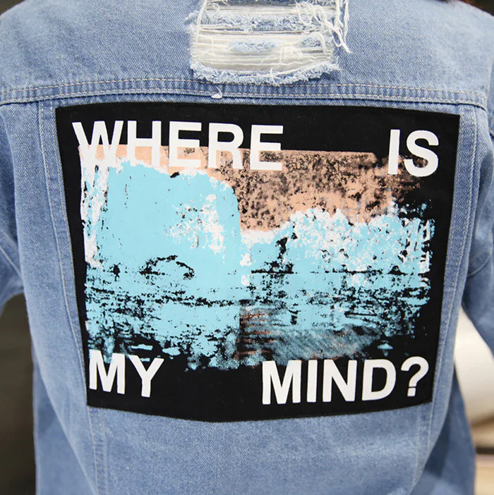 Plus Size Women's Denim Jacket with Ripped Details