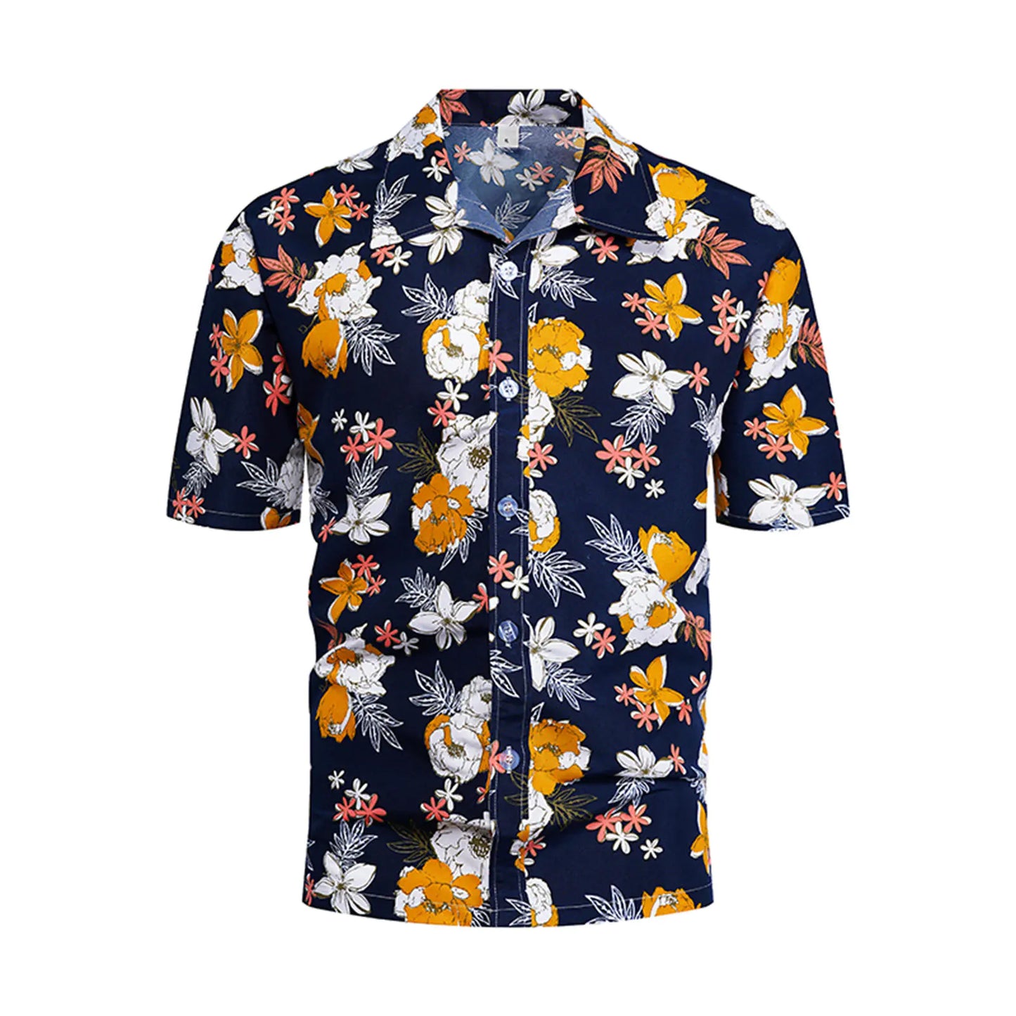 Men's Retro Hawaiian Flower Casual Short-Sleeved Shirt