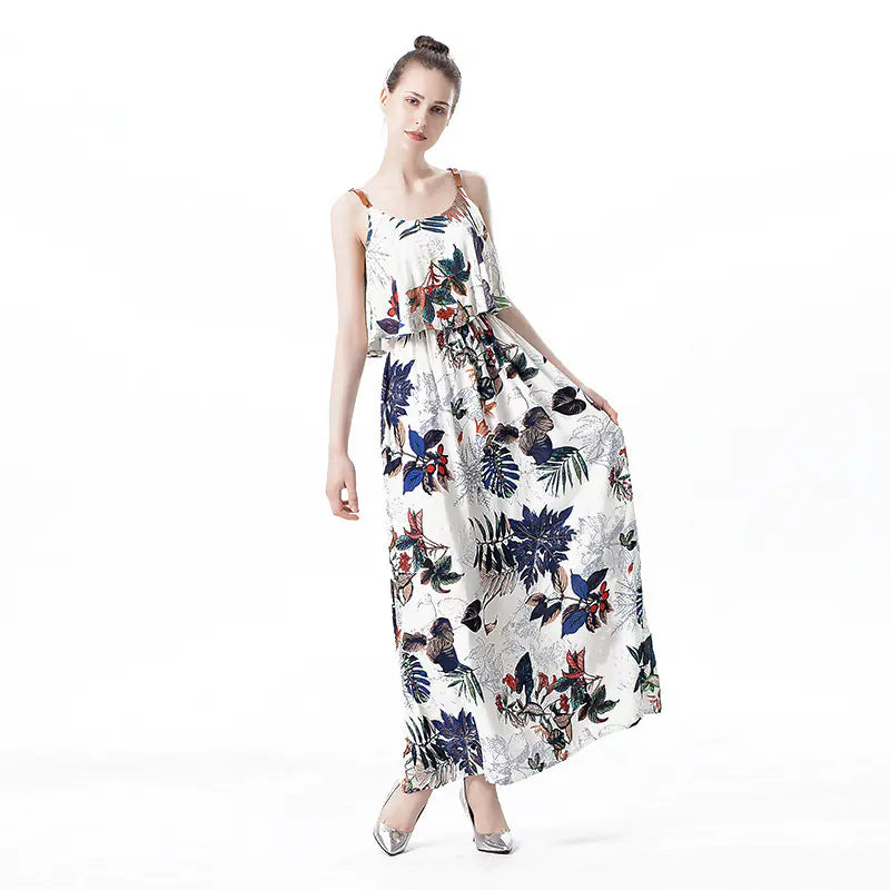Floral Ruffle Hem Maxi Dress for Women