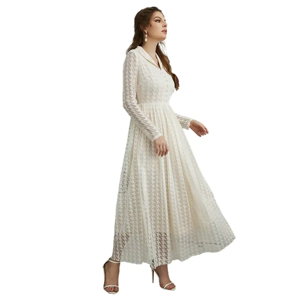 Casual Mesh Hollow V-Neck Dress for Women