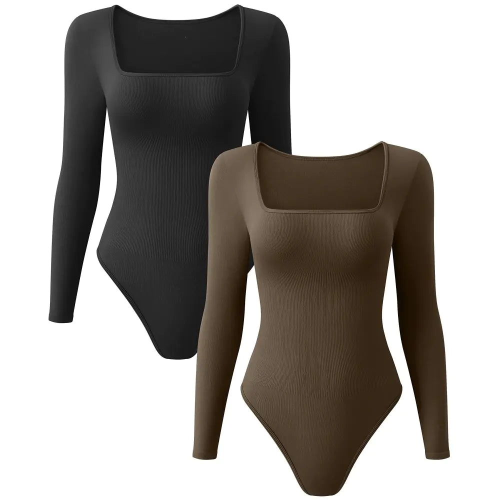 2024 Women's Multicolor Long Sleeve Knit Bodysuit