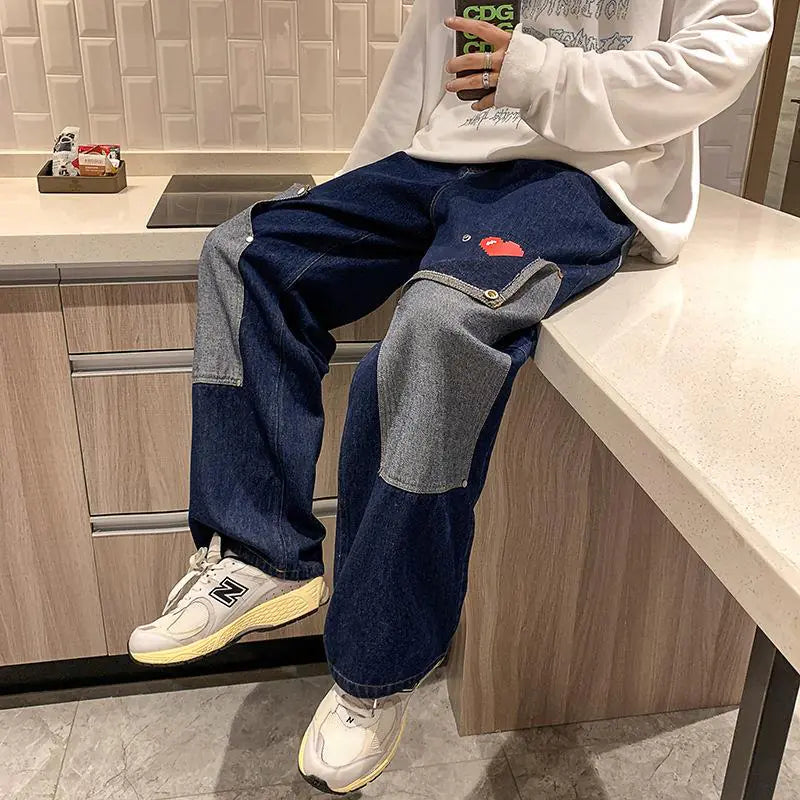 Wide Leg Loose Straight Design Pants