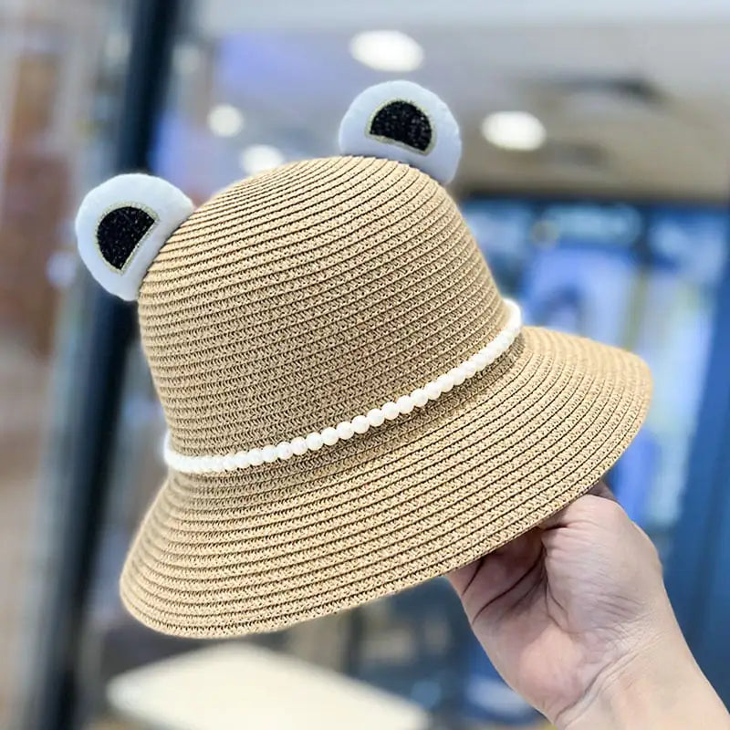 Cute Little Bear Ears Fisherman Straw Hat