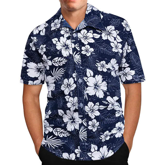 Men's Retro Hawaiian Flower Casual Short-Sleeved Shirt