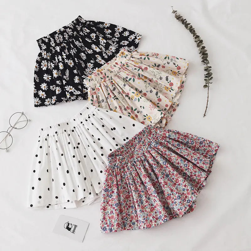 Cute Western Style Girls' Thin Cotton Wide-Leg Shorts