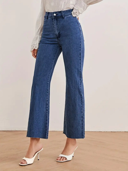Dark Blue High Waist Wide Leg Loose Fit Denim Jeans