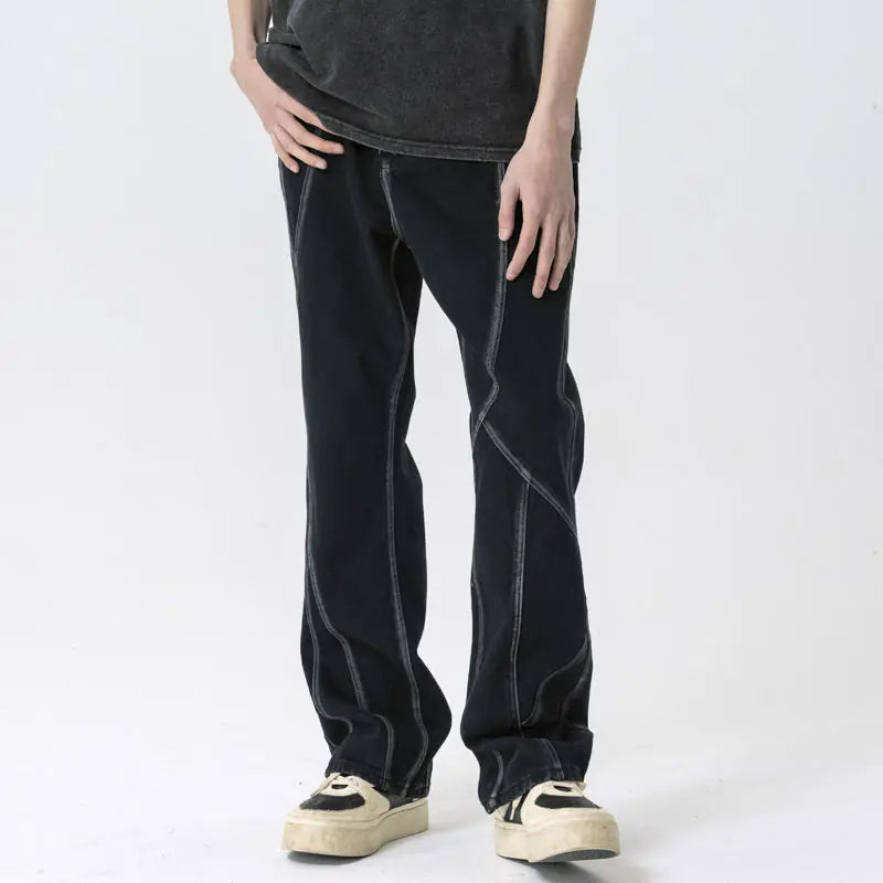 Tide Brand Men's High Street Washed Retro Flared Jeans