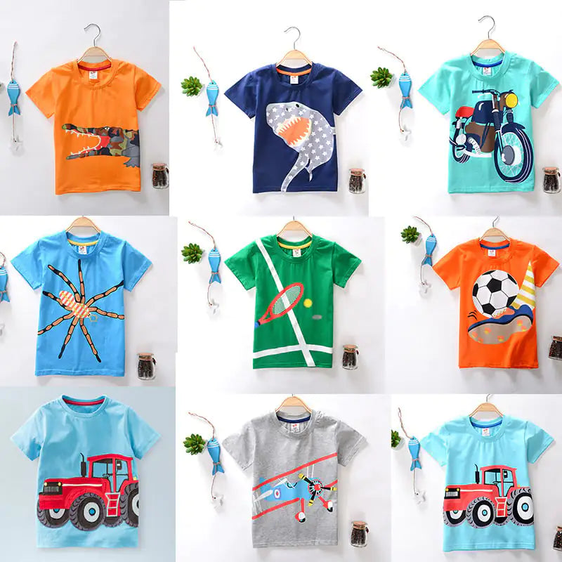 Trendy Cartoon Printed Short-Sleeved T-Shirt for Kids