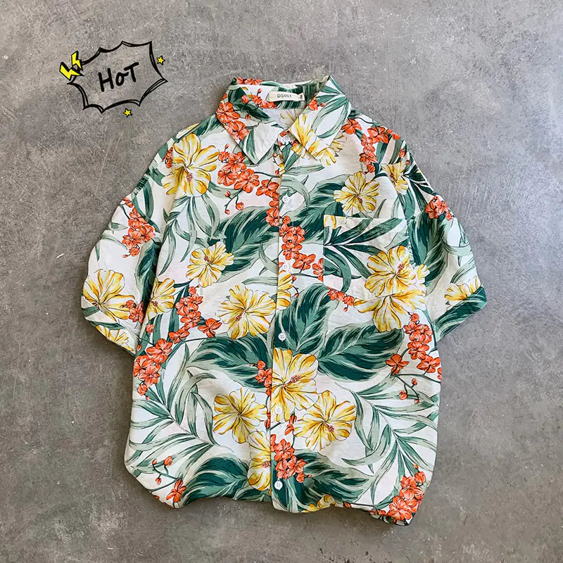 Couple's Floral Short Sleeve Hawaiian Shirts