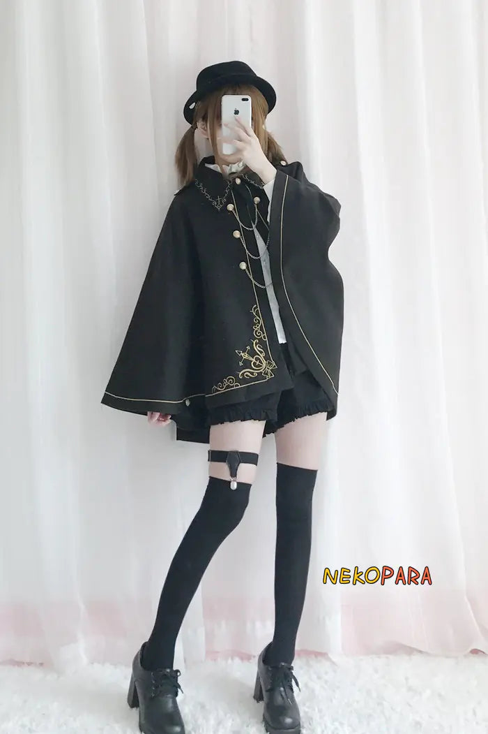 Bear-Themed Japanese Soft Girl Tailcoat Wool Cloak