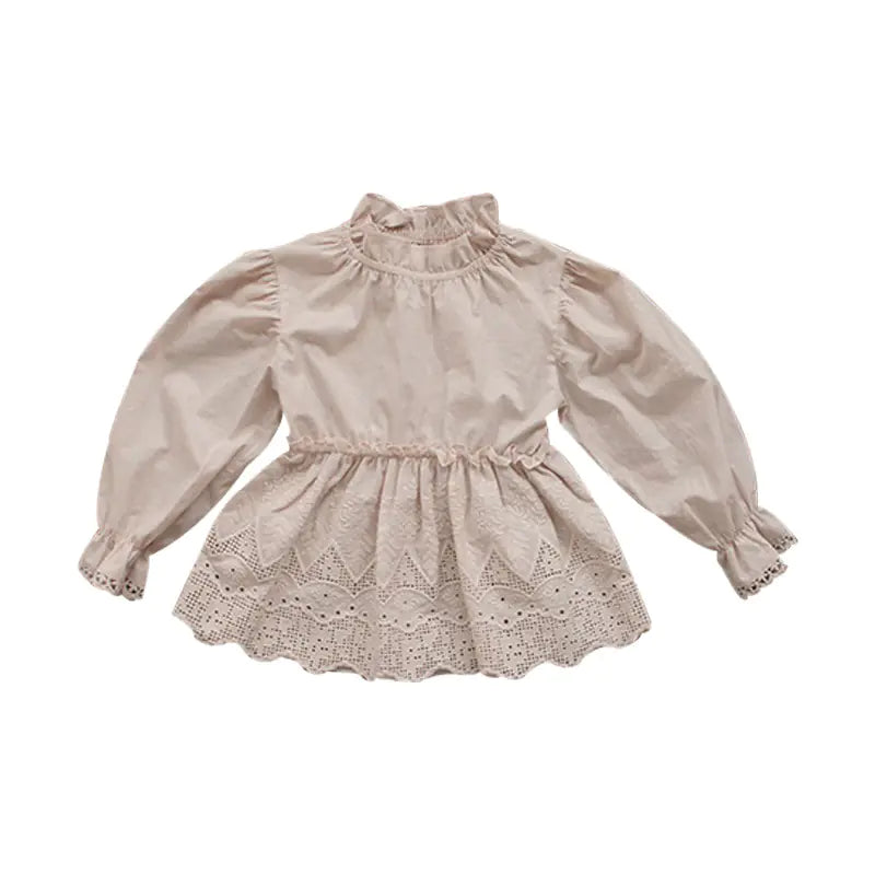 Hollow Flower Lady Shirt with Trumpet Sleeves
