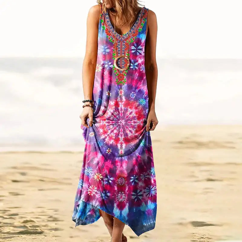 Loose Printed Vest Dress for Women