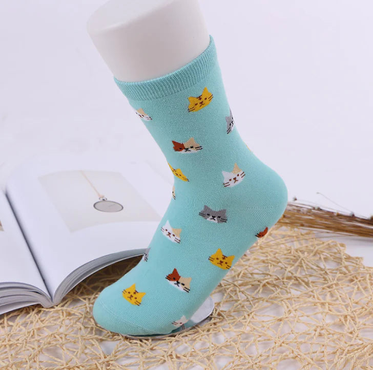Women's Cat Mid-Calf Cotton Socks