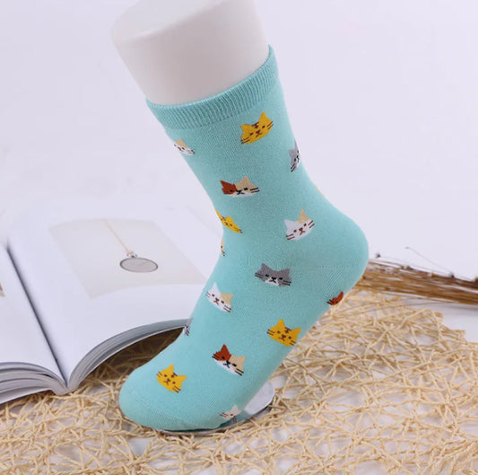 Women's Cat Mid-Calf Cotton Socks