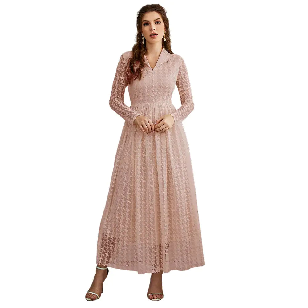 Casual Mesh Hollow V-Neck Dress for Women
