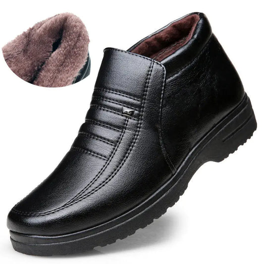 Men's Casual Plush Cotton Leather Snow Boots