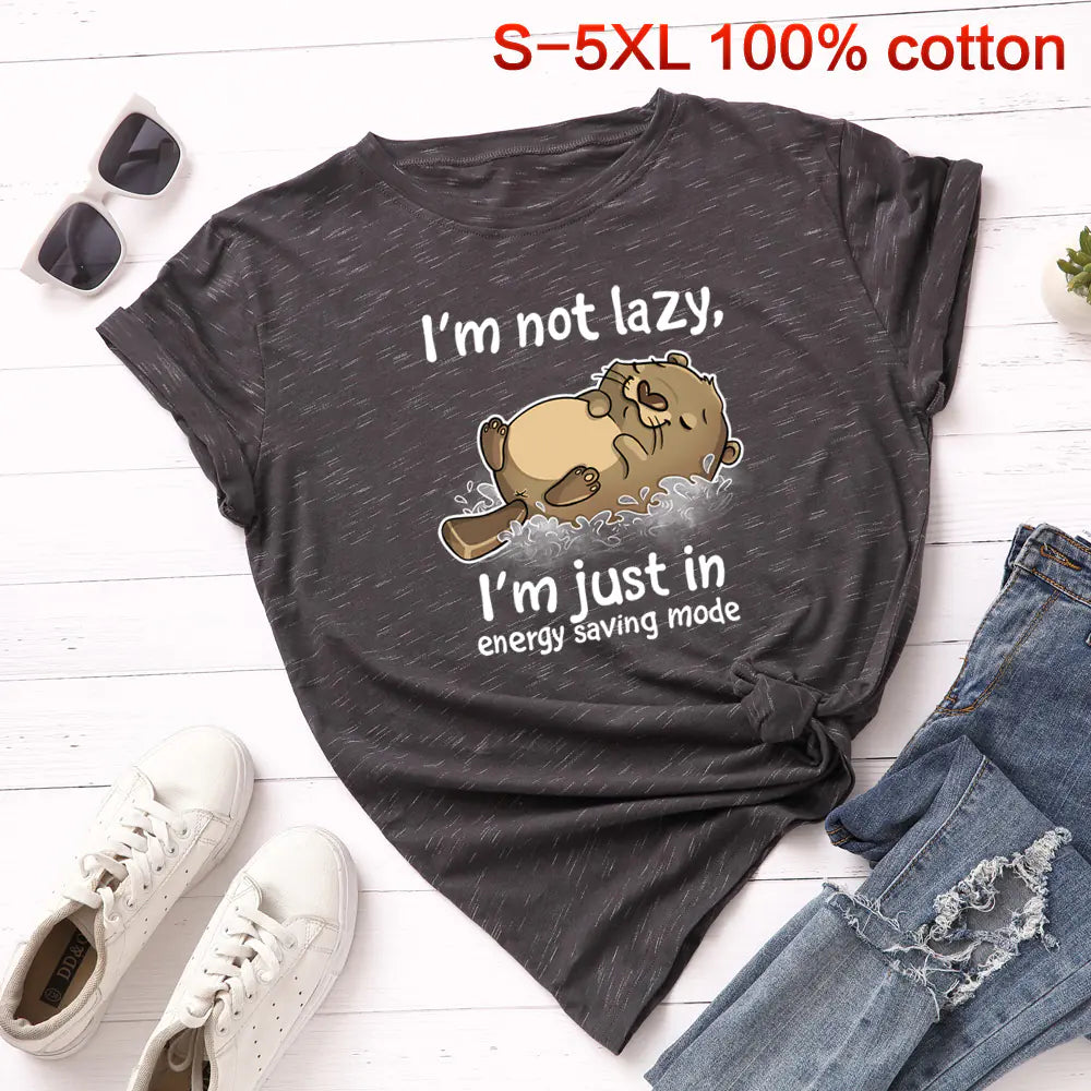 Summer Loose Fit Cat Print Short Sleeve T-Shirt
