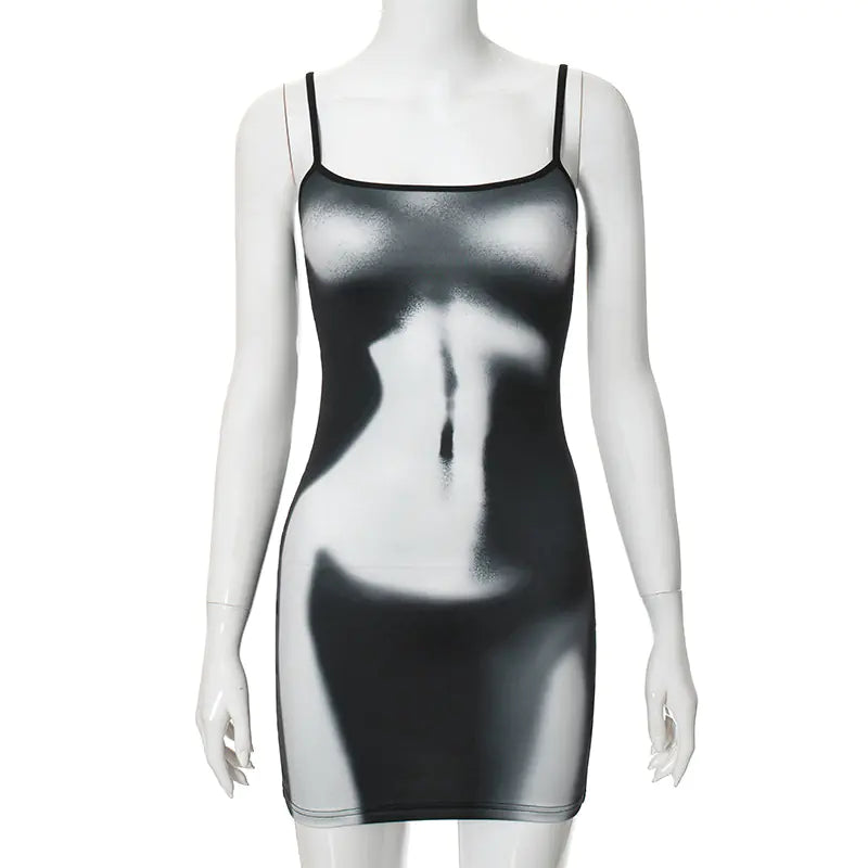 Printed Slim Strap Dress for Women's Fashion