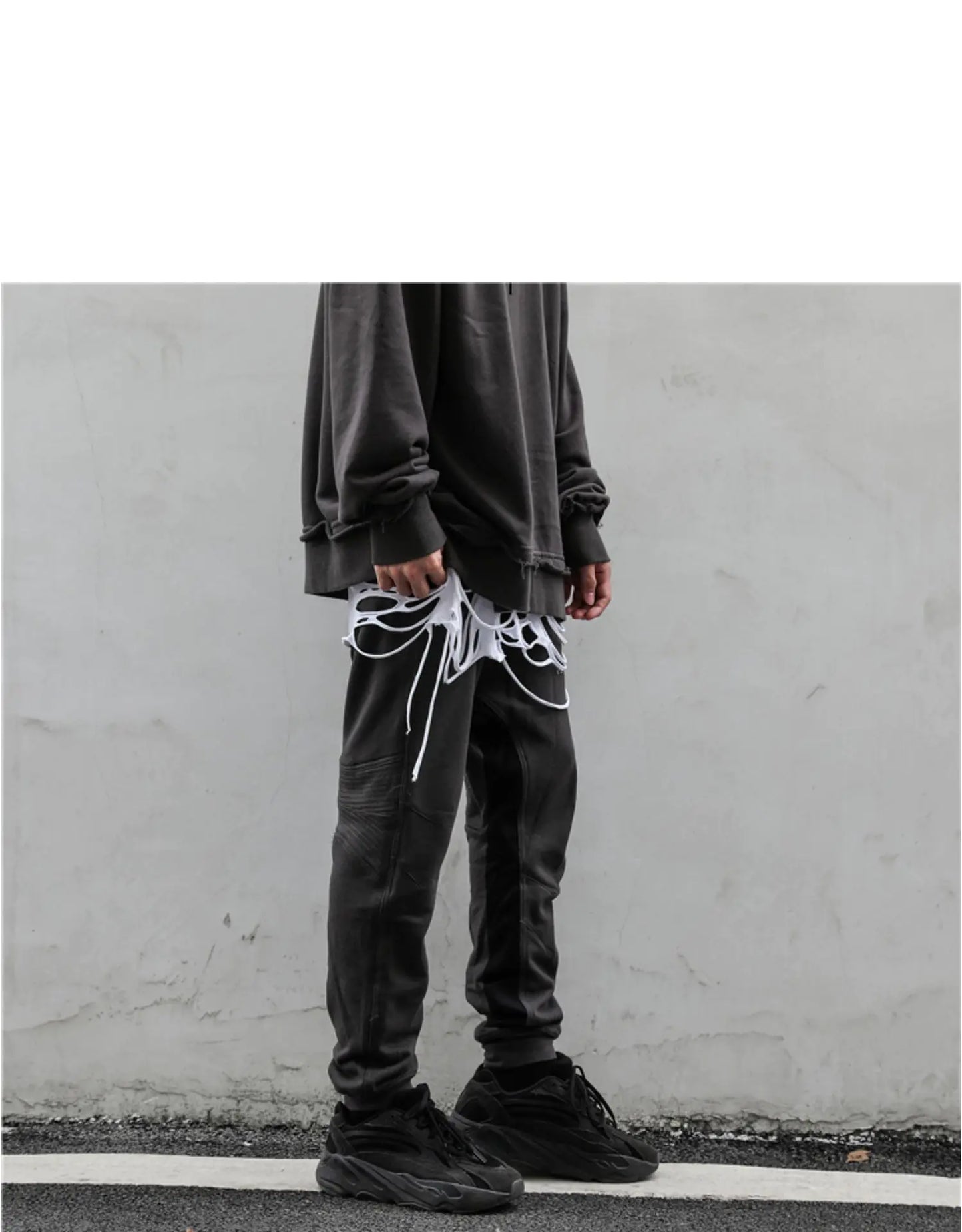 Fog Patchwork Pleated Cuffed Joggers