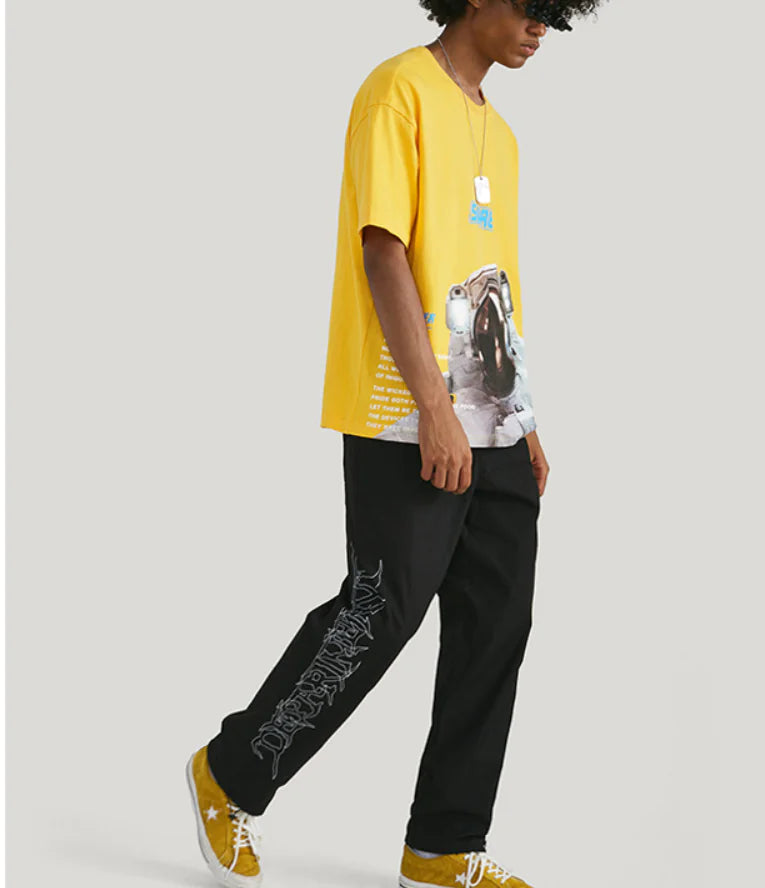 Men's Loose Fit Drawstring Windbreaker Pants