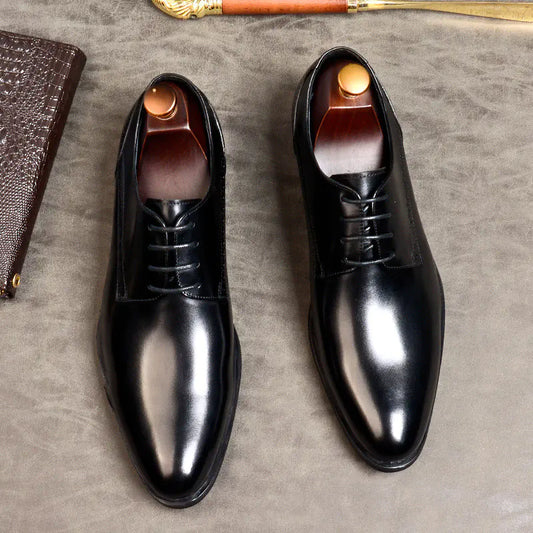 British Lace-Up Men's Business Leather Shoes, Cowhide