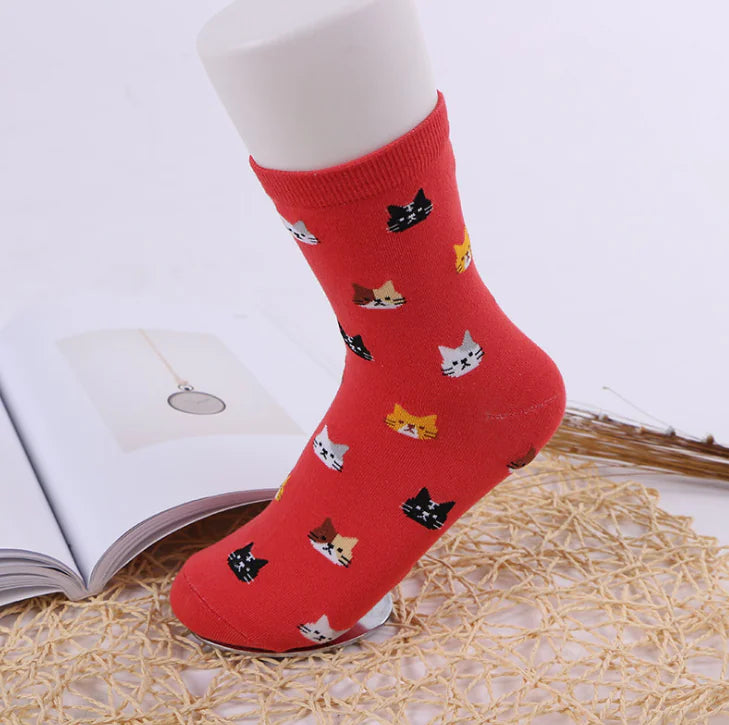 Women's Cat Mid-Calf Cotton Socks
