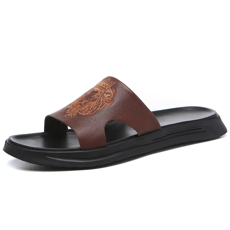 Cowhide Leather Flip-Flop Summer Beach Sandals