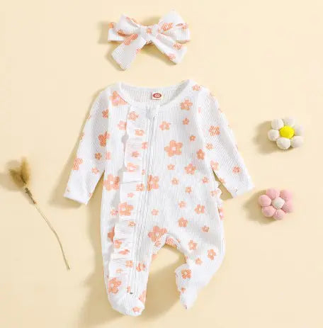 Printed Snowflake Long Sleeve Flying Jumpsuit