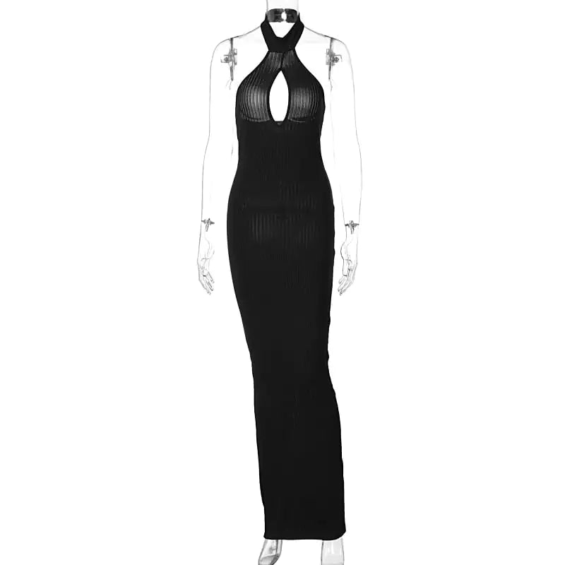 Sleeveless Slim Split Dress with Cutout Back Design